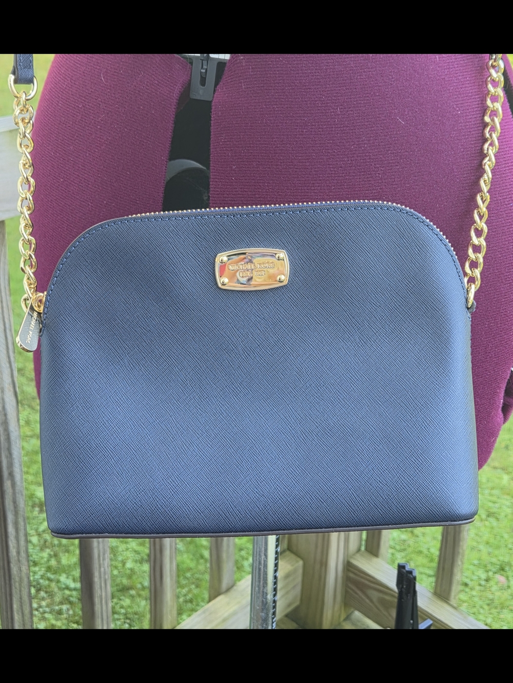 Michael Kors Navy Saffiano Crossbody with Gold Hardware